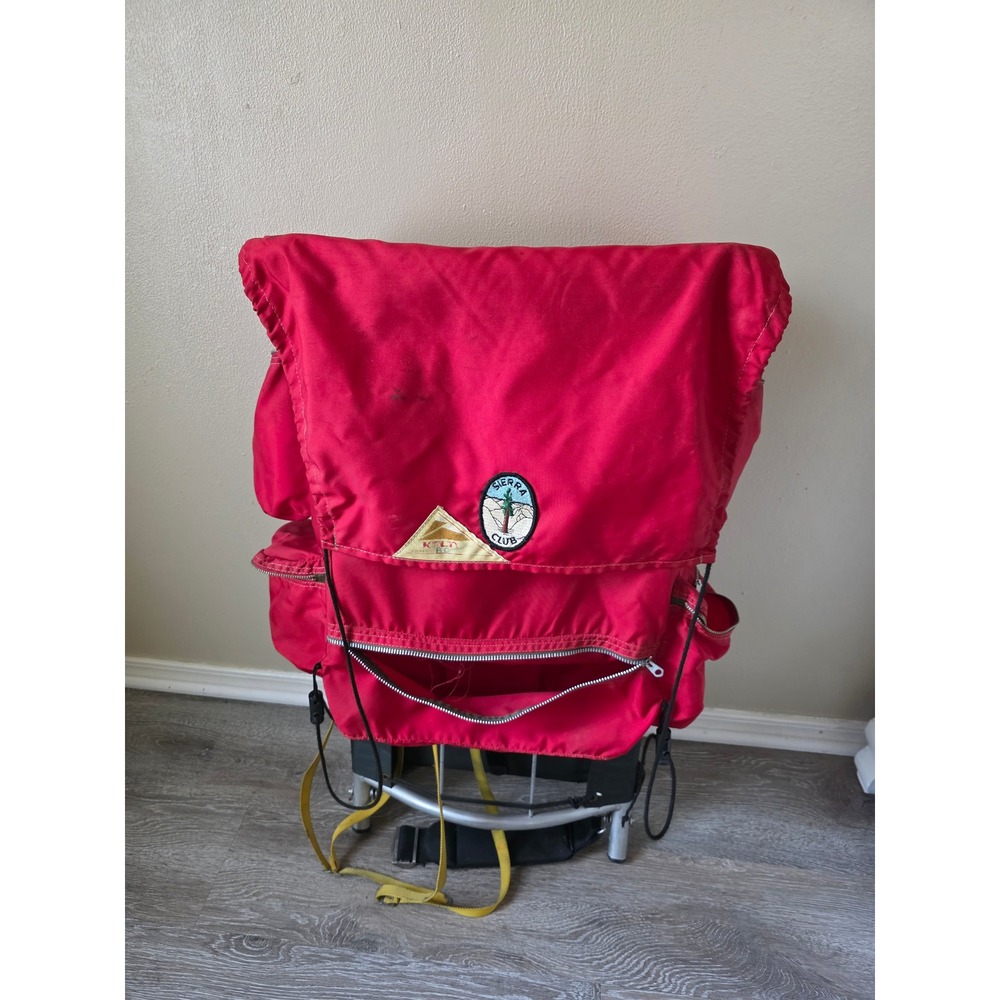 Vintage Kelty Red External Frame Backpack Sierra Club Patch Hiking Camping Bag